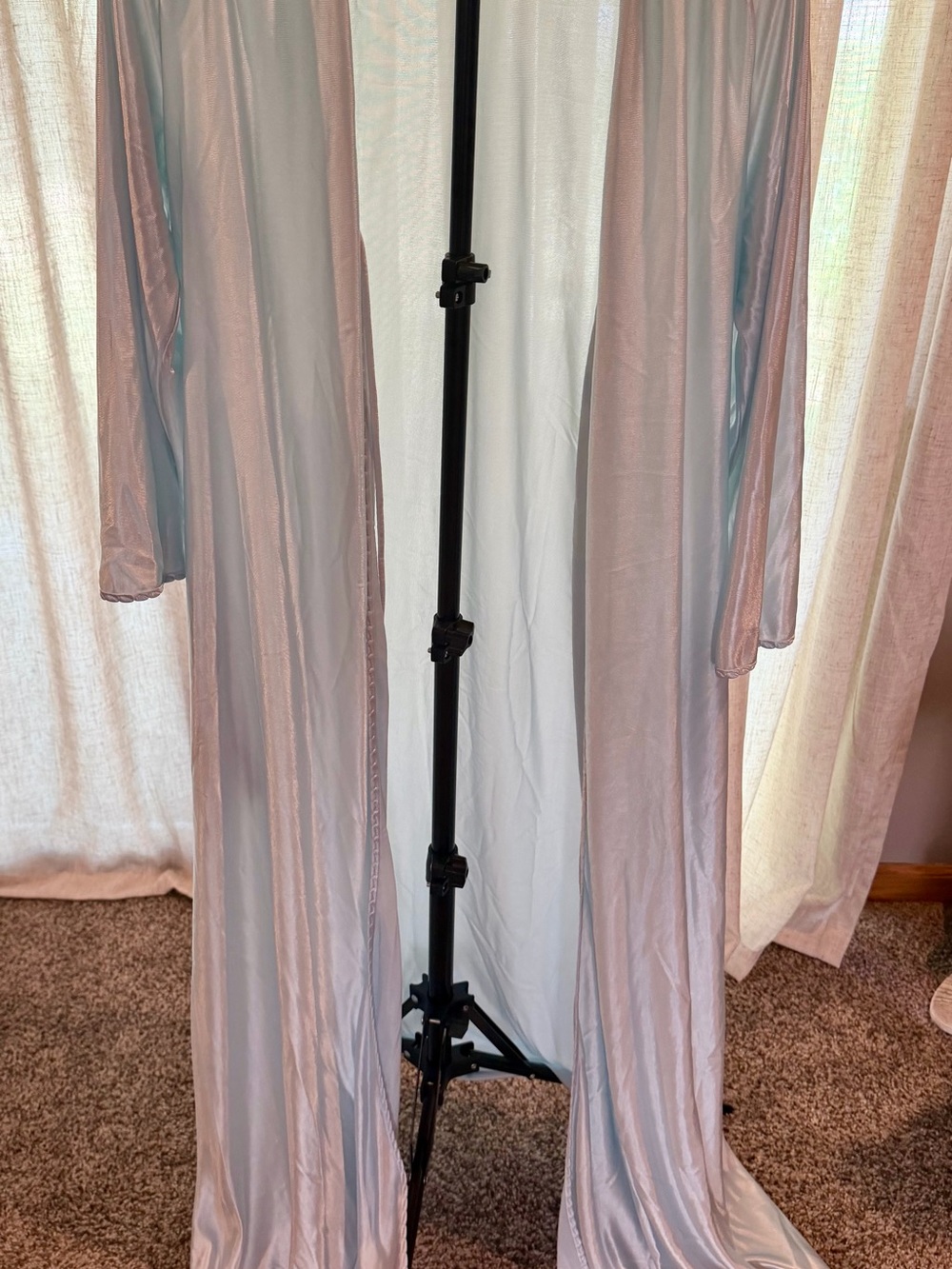 Miss Elaine Sheer Longline Robe - Pale Blue